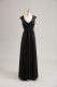 Attractive Black Zipper V-neck Lace Prom Gown Chiffon Cap Sleeves