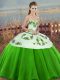 Pretty Green Sleeveless Tulle Lace Up Ball Gown Prom Dress for Military Ball and Sweet 16 and Quinceanera