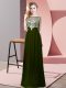Exquisite Beading Evening Gowns Olive Green Backless Sleeveless Floor Length