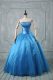 Suitable Baby Blue Strapless Lace Up Beading and Sequins Vestidos de Quinceanera Sleeveless