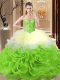 Best Selling Ball Gowns Sweet 16 Dresses Multi-color Sweetheart Fabric With Rolling Flowers Sleeveless Floor Length Lace Up