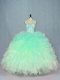 Green Sleeveless Organza Lace Up Quinceanera Dress for Sweet 16 and Quinceanera