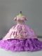 Lavender Ball Gown Prom Dress Off The Shoulder Sleeveless Chapel Train Lace Up