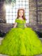 Ball Gowns Beading and Ruffles Girls Pageant Dresses Lace Up Tulle Sleeveless Floor Length
