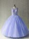 Fabulous Ball Gowns Quinceanera Gowns Lavender Scoop Tulle Sleeveless Lace Up