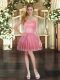 Wonderful Appliques Party Dresses Watermelon Red Lace Up Sleeveless Mini Length
