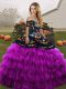 Floor Length Ball Gowns Sleeveless Black And Purple Quinceanera Dress Lace Up