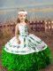 Stunning Ball Gowns Little Girls Pageant Gowns Green Straps Organza Sleeveless Floor Length Lace Up