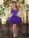 Colorful Purple Lace Up Teens Party Dress Ruffles Sleeveless Mini Length