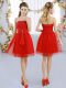 Cheap Red Sleeveless Tulle Side Zipper Dama Dress for Wedding Party