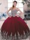 Latest Burgundy Sleeveless Beading and Embroidery Floor Length Sweet 16 Dresses