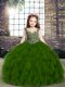 New Arrival Straps Sleeveless Lace Up High School Pageant Dress Olive Green Tulle
