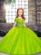 Luxurious Straps Sleeveless Lace Up Little Girl Pageant Gowns Tulle