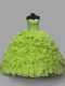 Floor Length Yellow Green Quinceanera Dress Halter Top Sleeveless Lace Up