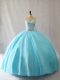 Sweetheart Sleeveless Tulle Quinceanera Gowns Beading Lace Up
