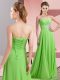 Low Price Sweetheart Long Sleeves Evening Dress Floor Length Beading and Ruching Chiffon