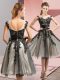Free and Easy Black Scoop Zipper Beading and Lace Quinceanera Dama Dress Sleeveless