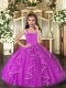 Glorious Ruffles Kids Pageant Dress Purple Lace Up Sleeveless Floor Length