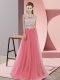 Vintage Watermelon Red Zipper Halter Top Lace Wedding Guest Dresses Tulle Sleeveless