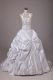 On Sale White Ball Gowns Halter Top Sleeveless Taffeta Brush Train Lace Up Beading and Embroidery and Pick Ups Wedding Dresses