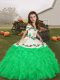 Trendy Embroidery and Ruffles Little Girls Pageant Gowns Green Lace Up Sleeveless Floor Length