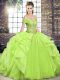 Floor Length Yellow Green Ball Gown Prom Dress Off The Shoulder Sleeveless Lace Up