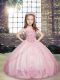 Luxurious Lilac Sleeveless Floor Length Beading Lace Up Girls Pageant Dresses