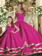 Cheap Fuchsia Sleeveless Floor Length Ruffled Layers Lace Up Ball Gown Prom Dress