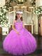 Beading and Ruffles Little Girls Pageant Dress Wholesale Lilac Lace Up Sleeveless Floor Length
