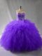 Sweetheart Sleeveless Lace Up Quinceanera Dress Purple Tulle