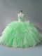 Stunning Sleeveless Beading and Ruffles Lace Up Quinceanera Dress with