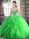 High Class Ball Gowns Quinceanera Dresses Green Sweetheart Tulle Sleeveless Floor Length Lace Up