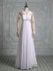 Traditional White Empire Chiffon Straps Sleeveless Beading and Ruching Floor Length Zipper Hoco Dress