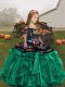 Dramatic Turquoise Sleeveless Organza Lace Up Pageant Dress for Girls for Party and Wedding Party