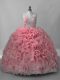 Pink Quinceanera Gowns Sweet 16 and Quinceanera with Beading Sweetheart Sleeveless Brush Train Lace Up