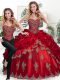 Admirable Sweetheart Sleeveless Lace Up Quinceanera Dresses Wine Red Organza