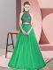 Halter Top Sleeveless Lace Up Evening Dress Green Tulle