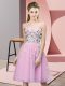 Trendy Rose Pink Dama Dress for Quinceanera Wedding Party with Appliques Sweetheart Sleeveless Lace Up