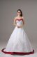 Chic Sleeveless Brush Train Lace Up Beading and Embroidery Wedding Gown