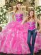 Lace Up Sweet 16 Quinceanera Dress Rose Pink for Sweet 16 and Quinceanera with Beading and Ruffles