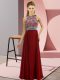 Sleeveless Chiffon Floor Length Side Zipper Prom Dress in Red with Beading