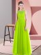 Low Price Sleeveless Floor Length Beading Side Zipper Prom Dress with Yellow Green