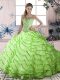Sexy Yellow Green Quince Ball Gowns Sweetheart Sleeveless Brush Train Lace Up
