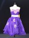 High End Mini Length Purple Prom Gown Sweetheart Sleeveless Zipper