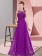 Pretty Chiffon Scoop Sleeveless Zipper Beading and Appliques Bridesmaid Dress in Purple
