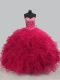 Custom Design Floor Length Ball Gowns Sleeveless Hot Pink Quinceanera Gowns Lace Up