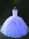 Floor Length Lavender Quinceanera Dress Scoop Sleeveless Lace Up