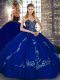 Royal Blue Sweetheart Neckline Beading and Embroidery Quinceanera Gown Sleeveless Lace Up