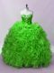 Custom Design Floor Length Green Quinceanera Gown Sweetheart Sleeveless Lace Up