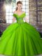 Modest Lace Up Quinceanera Gown Beading and Pick Ups Sleeveless Brush Train
